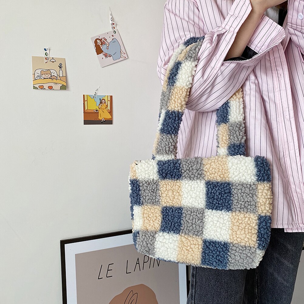 Neue Winter Flauschige Großen Schulter Tasche Für Frauen Leopard Zebra-Print Unterarm Taschen Liebe Herz Muster Weichen Plüsch Warme Pelz tote Taschen