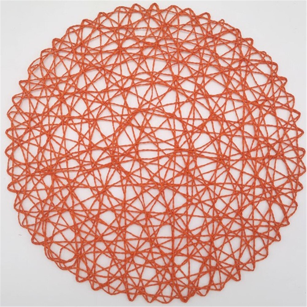 4Packungen Runde Papier gewebte Tischsets Holz tischsets Rattan tischsets Braun Papier Stroh tischsets für Esszimmer Party Hochzeit: Orange