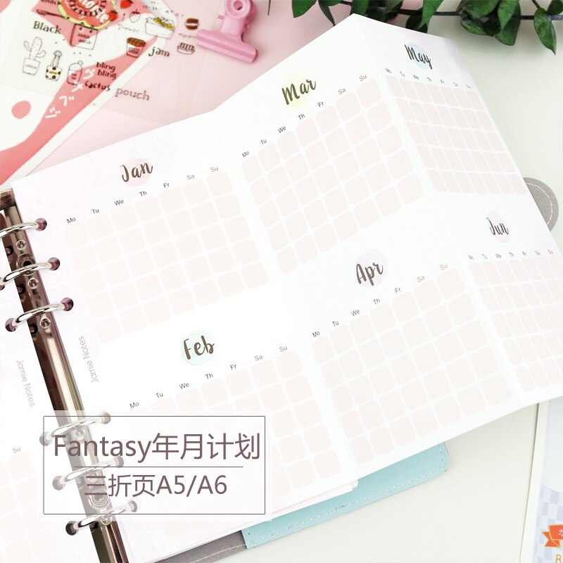 Fromthenon Pink Cute Monthly Planner Inserts A5A6A7 Notebook Refill Filler Papers 2022 Agenda Planner School Stationery