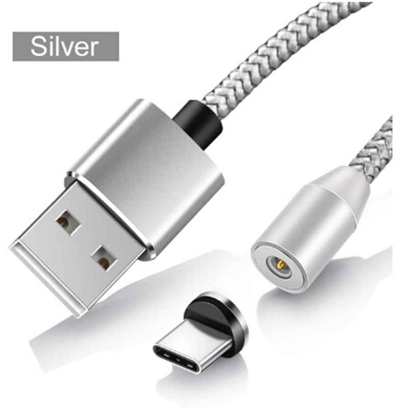 Sindvor 1M LED Magnetic Cable & Micro USB Cable & USB Type C Cable Nylon Braided Type-C Magnet Charger Cable for iPhone Xs Max: For 8-Pin / Silver