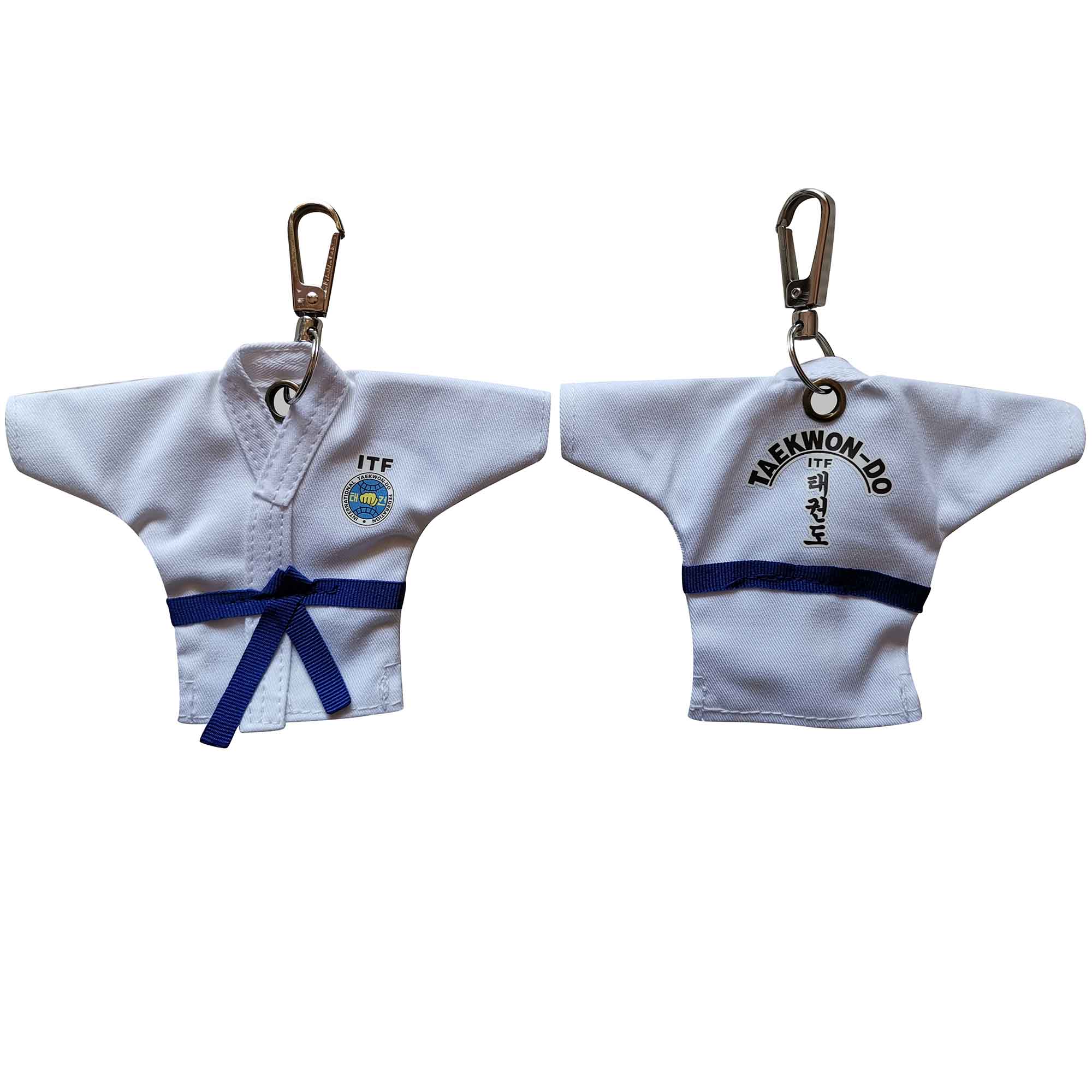 5 farben ITF Taekwondo Uniform Kimono Karikatur Keychain Liefert Anhänger Taekwondo Sport Andenken Schlüssel Geschmack schlüssel Ring: Blau / 10 Stück