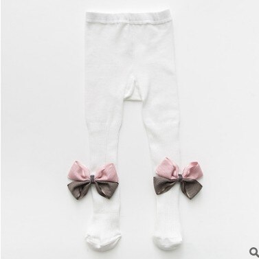 Filles bébé bande dessinée nœuds collants bébé fille collants coton enfants patchwork bas enfants vêtements: Beige / 3 - 5 Y