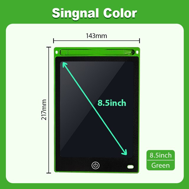 Planche à dessin électronique, écran LCD de 8.5 pouces, tablette graphique numérique pour dessin, bloc d&#39;écriture électronique, jouets pour enfants: green 8.5inch signal