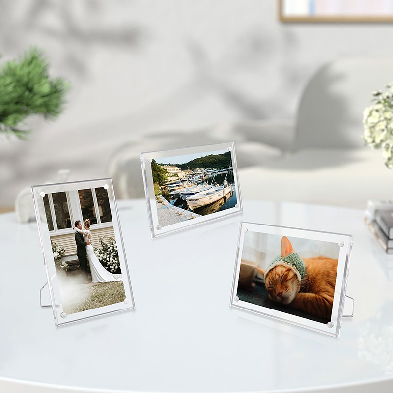 Ramki akrylowe na zdjęcia 6/7/8 cali, 1 sztuka, przezroczyste ramki na zdjęcia ze stojakiem, transparentne kostki, ekspozytor na biurko robić domu i biura.