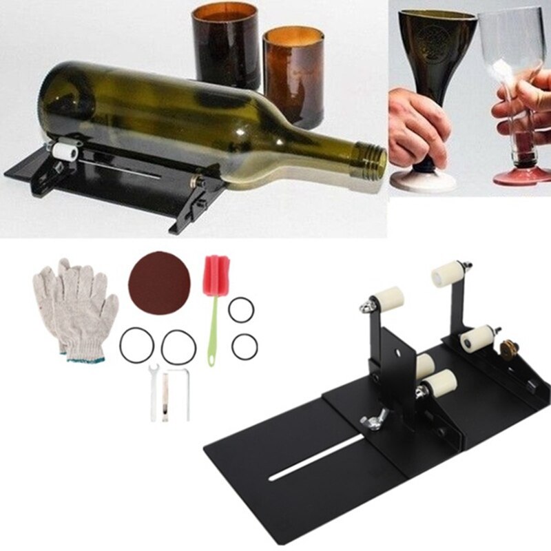 Flaske skære diy flaskeskærer maskine vinflasker og øl glas flasker skæreværktøj med tilbehør værktøjssæt