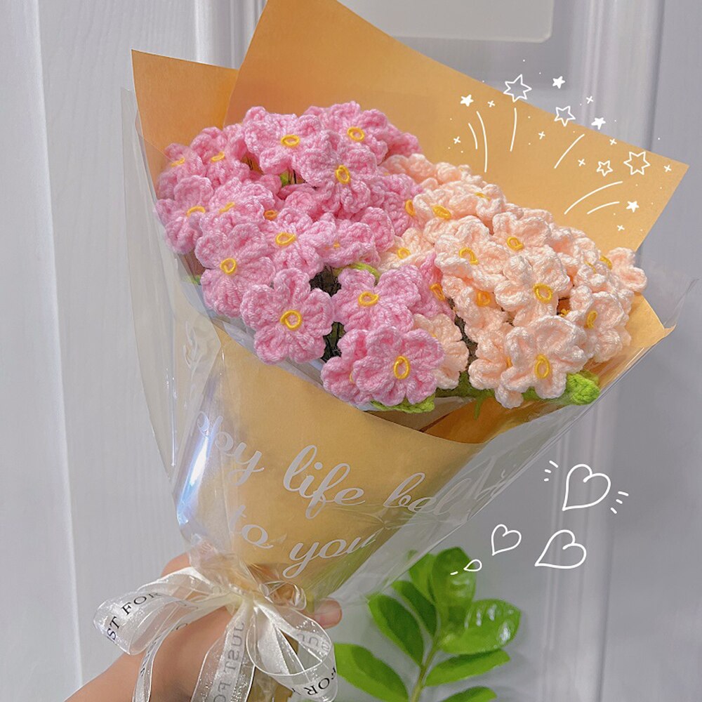 TPRPYN Myosotis – Kit de Crochet pour Bouquet de fleurs, avec fil, bricolage, oublier, pas de fleurs, kits de Crochet, tricot, vidéo de débutant faite à la main