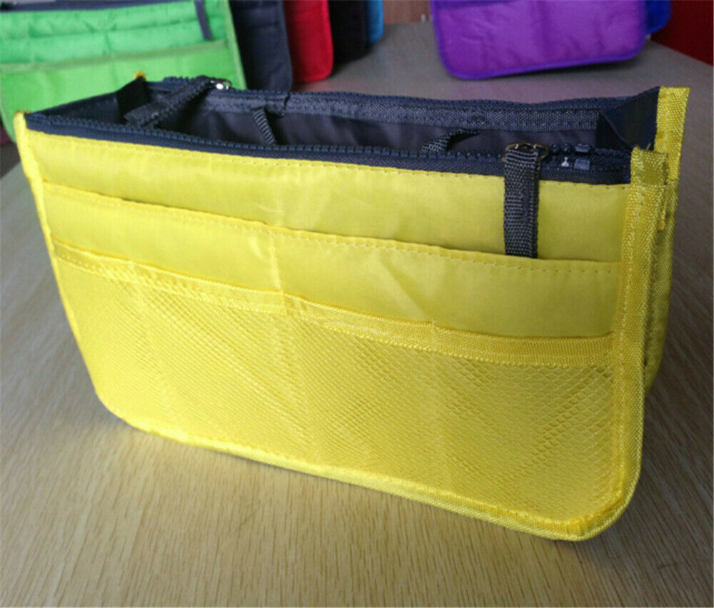 Handtas Organizer Insert Liner Rits Reistas Cosmetische Zakken Organisator Grote Portemonnee Dames Cosmetische: Geel