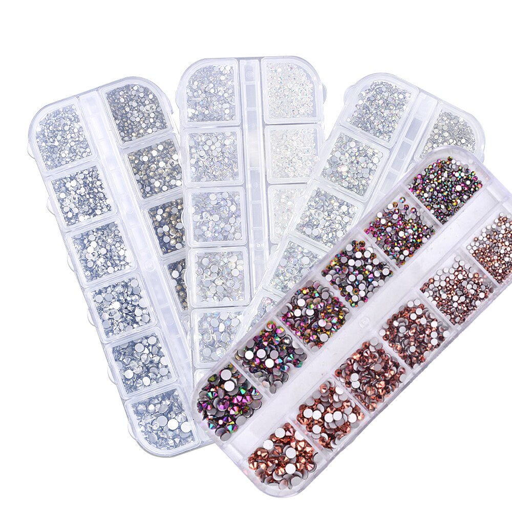 12 Kleuren Glitter Rhinestone Manicure Nagellak Decoratie Accessoires 3D Nail Art Tips Manicure Diy Nail Stones Set ZB14