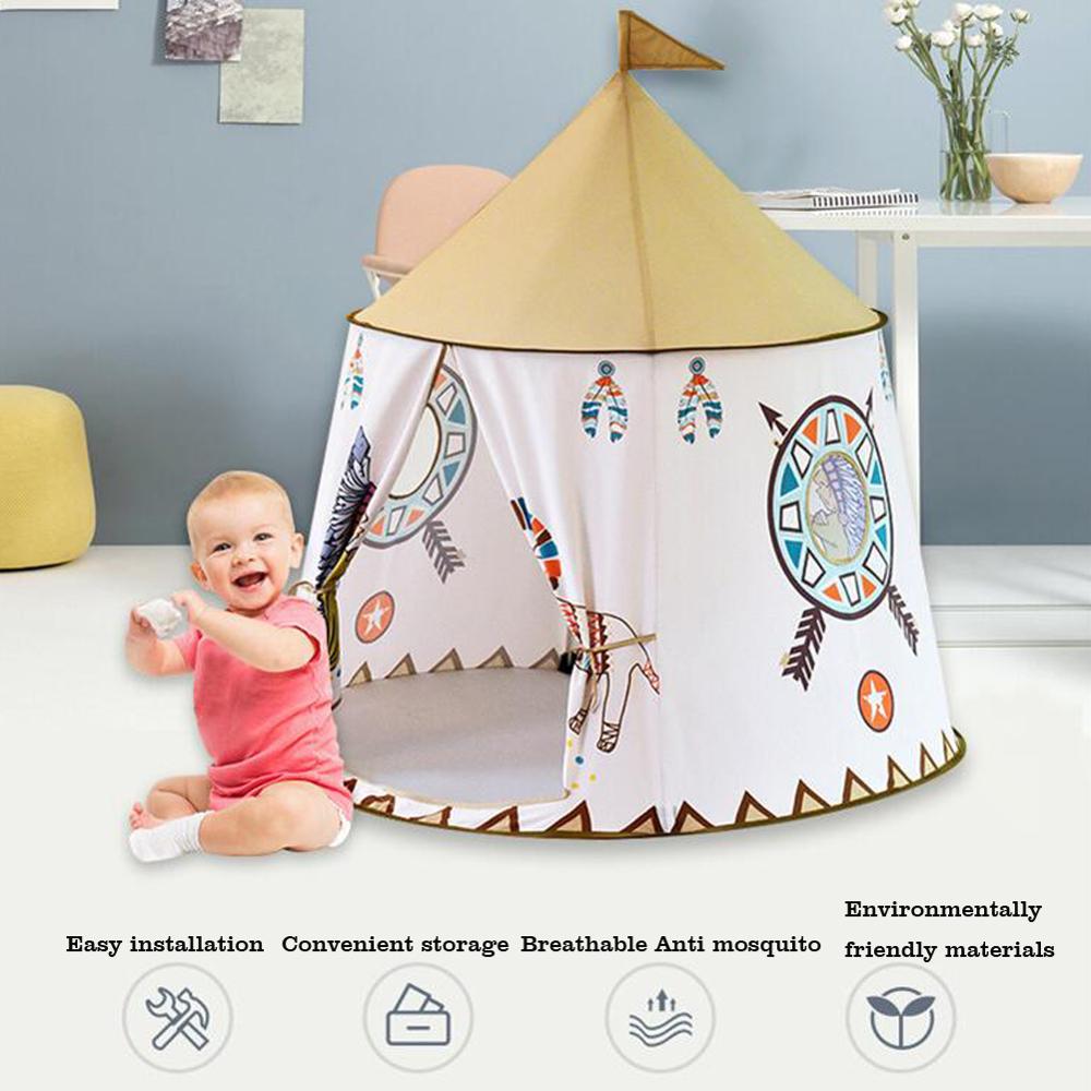 Kid Teepee Foldable Children's Tent House, 123x116cm Indian Teepee Wigwam Tent for Kids Baby Outdoor/Indoor Play-Tent Play-House