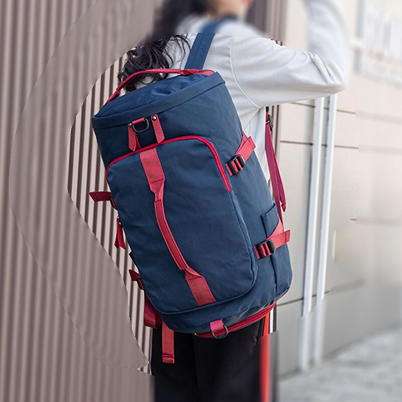 Kvinder gym sportstaske fitness trænings rygsæk udendørs rejse skuldertasker tas sac de sport mochila studerende sportbag  xa825wb: Blå