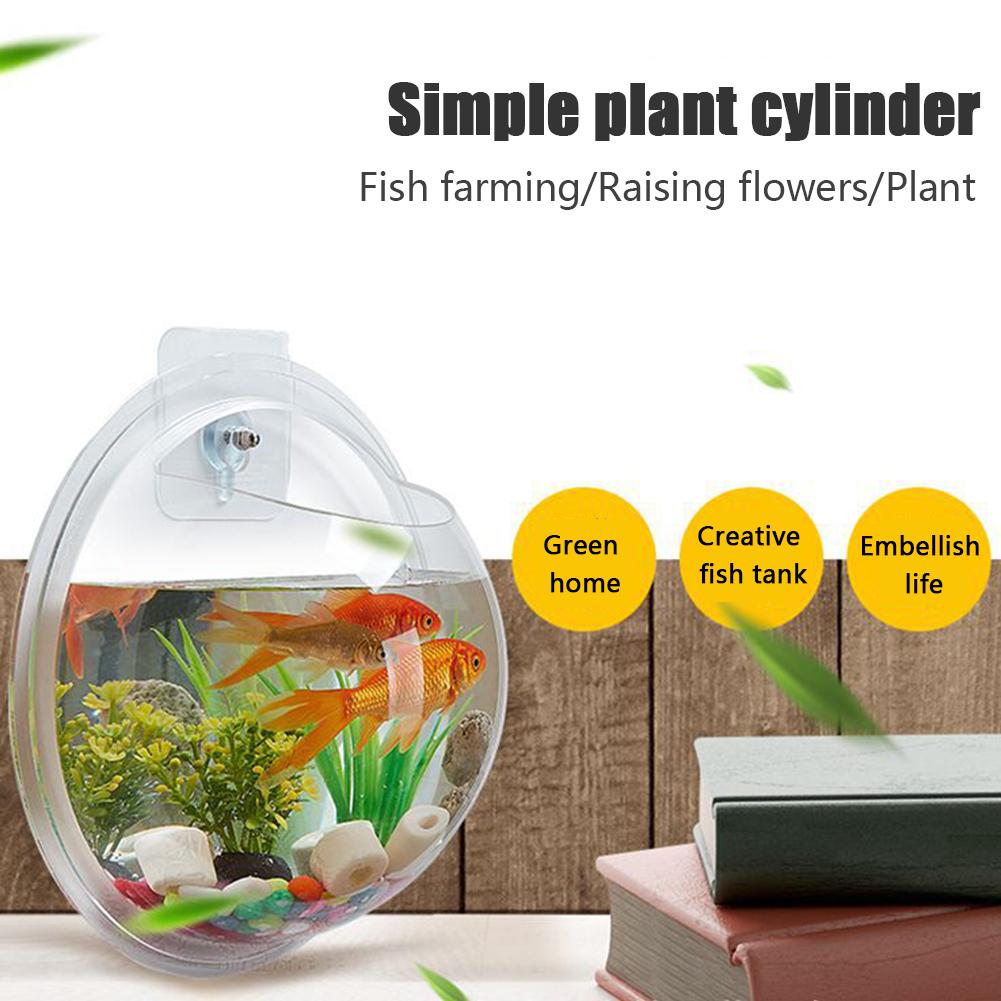 Acrylic Fish Bowl Wall Hanging Small Fish Tank Aquarium Plant Ecology Pot Home Wall Decoration Aquatic Pet Supplies