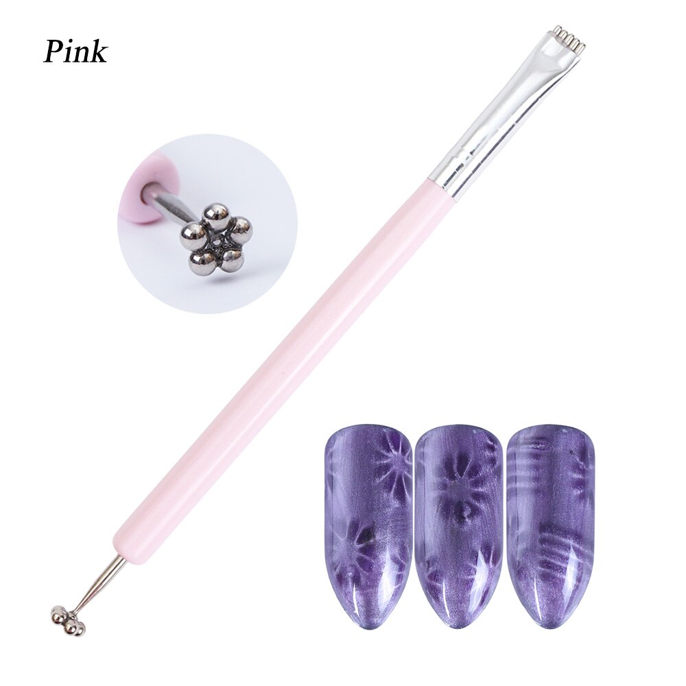 1 stücke Doppel Kopf Katze Auge Gel Magnet Stock Gebogene Linie Streifen 3D Entwürfe Für Polnische Nagel Gel Nagel Kunst Dekor Magnetische Werkzeuge LA035: Rosa Magnet Kuli