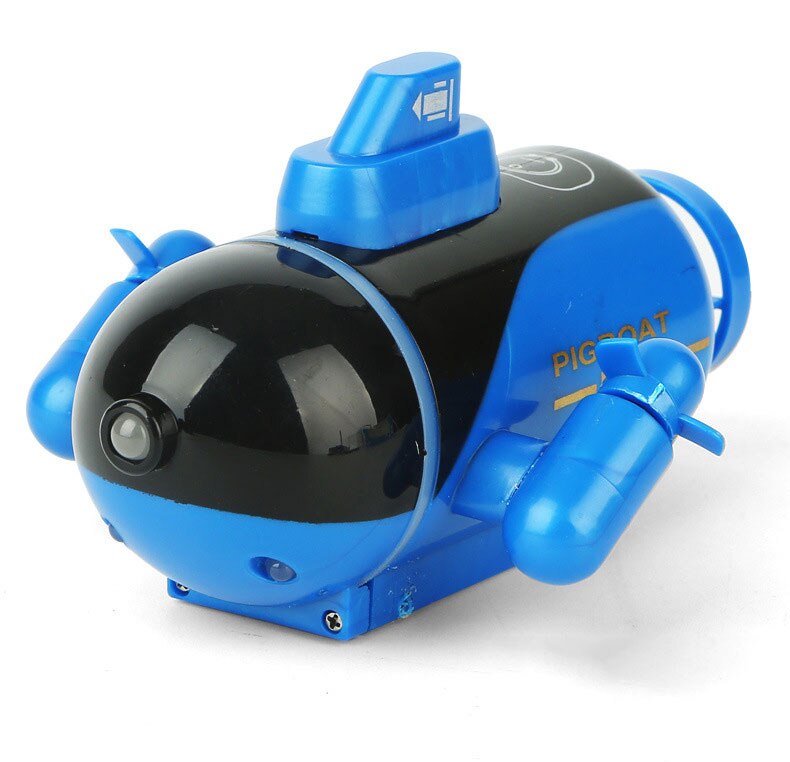 Mini led seks kanals radiostyret vandtæt rc skib fjernbetjening ubåde børns videnskabelige eksperiment sjovt legetøj: Blå