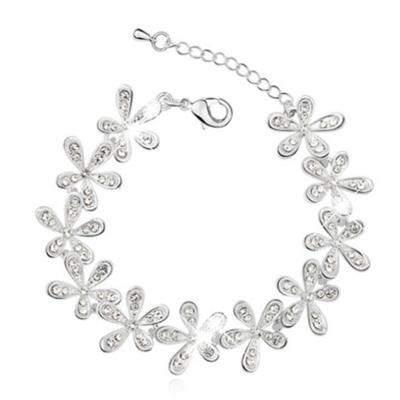 Kvinnor flicka söt utsökt glänsande gyllene/silverfärgade armband snöflinga kristall rhinstone set charmiga smycken
