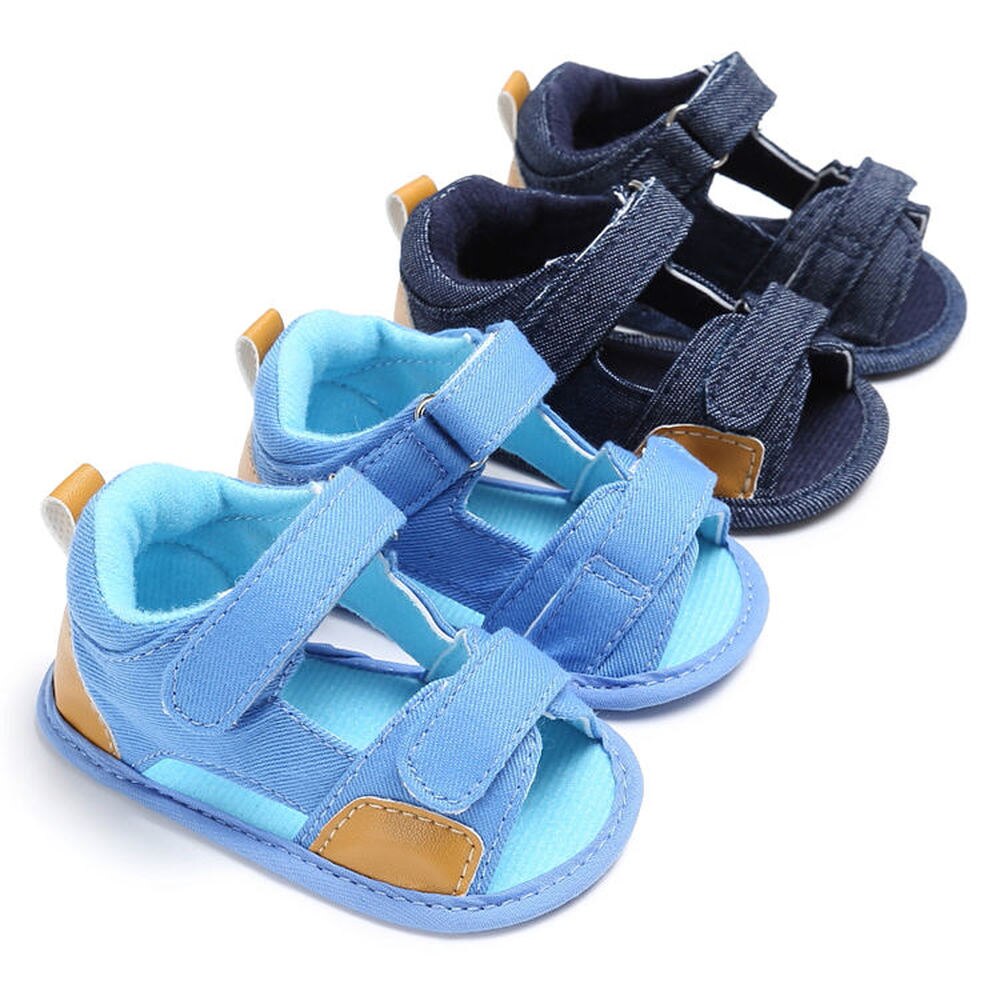 Baby Boy Sandals Girl Canvas Buckle Strap Solid Comfort Cotton Soft Anti-Slip Sole Toddler Prewalkers Crib Baby Shoes Sandals