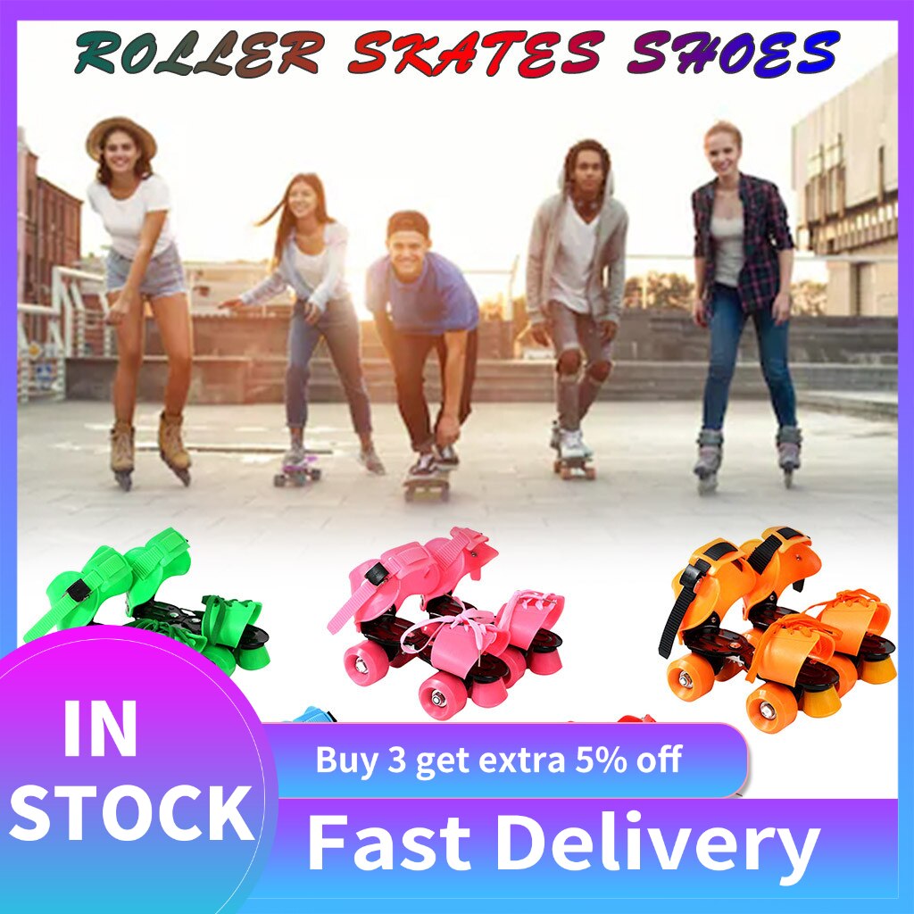 Adjustable Size Children Roller Skates Double Row 4 Wheels Skating Shoes Sliding Slalom Inline Skates Kids Roller Skate Shoes