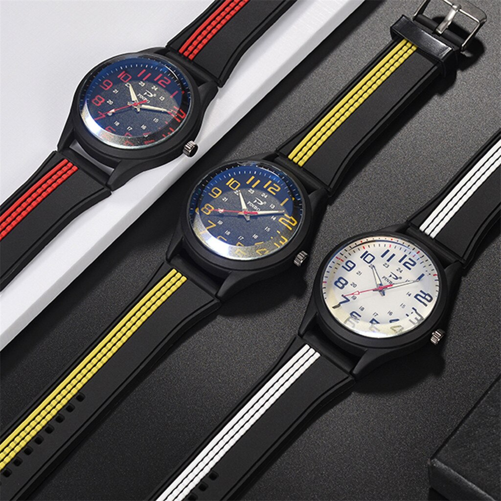 Men Soft Silicone Rubber Strap Sports Watch Simulated Quartz Watch