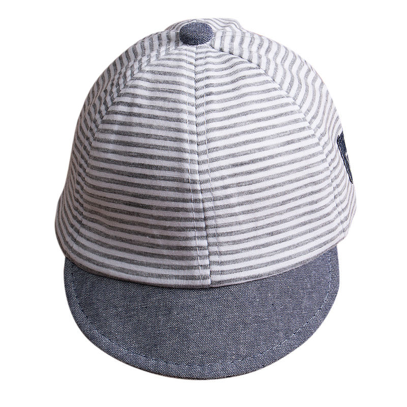 Newborn Baby Girl Boy Summer Cute Casual Hat Toddlers Infant Cotton Striped Sun Cap: Gray