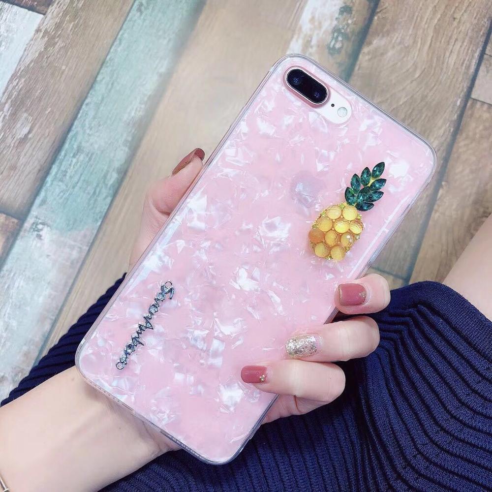 Luxury Rhinestone Pineapple Pearls Phone Case Soft TPU Cover Korea Casing For iPhoneXS MAX 8PLUS 6s 7plus Skin Shell Protection