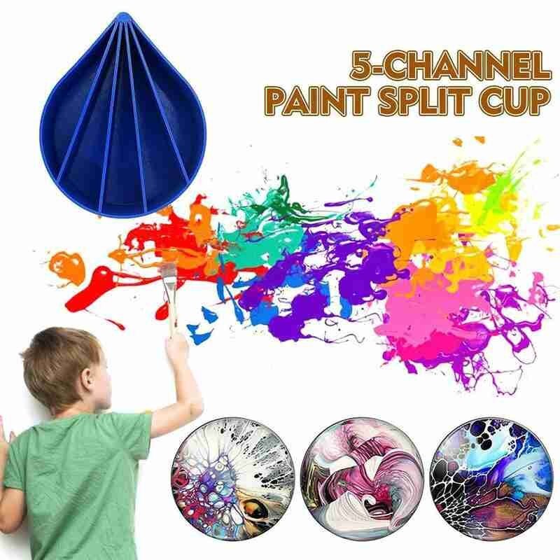 12oz Acrylic Pour Cup 5 Channels Paint Pouring Split Cup Art Pour Supplies Oil Drawing Set For Artist DIY Art Supplies Oil Paint