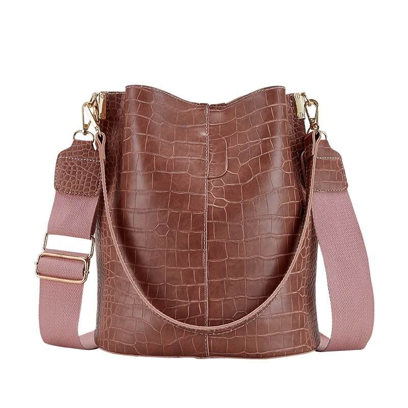 Yogodlns Alligator aufbringen Eimer Tasche Für Frauen Jahrgang Schulter Tasche Große Kapazität Umhängetasche Elegante Einkaufs Handtasche Geldbörse: Rosa