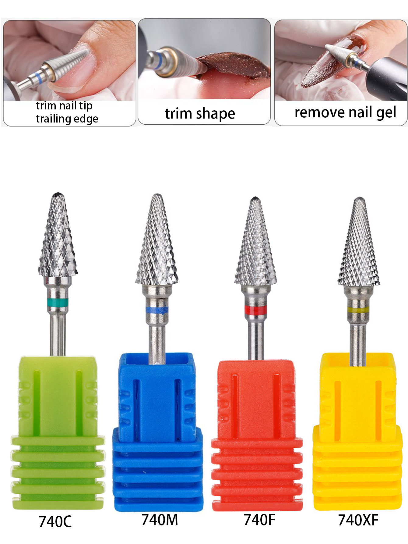 1 Uds. Broca para uñas con forma de cono, fresa de carburo de 3/32 "para gel de uñas, herramienta de accesorios de taladro eléctrico para quitar rebabas rotativas