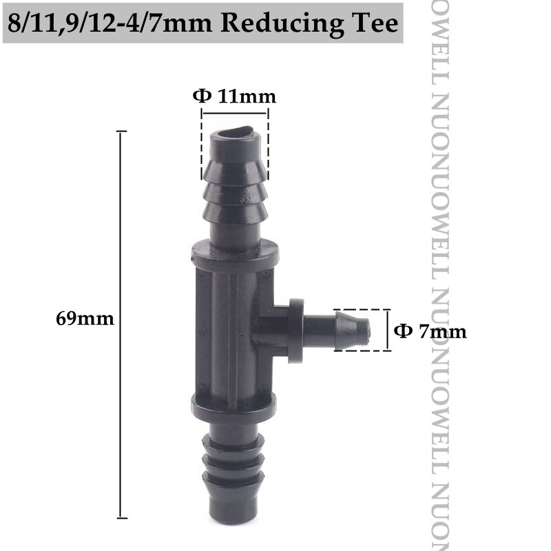 10 stk 8/11 9/12mm haveslangeforbindelser fatningstype mikrovandingssystem rørforbindelser rørsamlinger vandingsledningsfittings: 8 l 11-4 l 7 tee