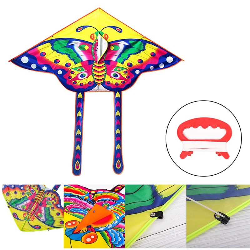 90*50Cm Willekeurige Kleur Kinderen Vlieger Vlinder Vlieger + 15 Meter Spoel Outdoor Reizen Kinderen/Volwassen Kite speelgoed