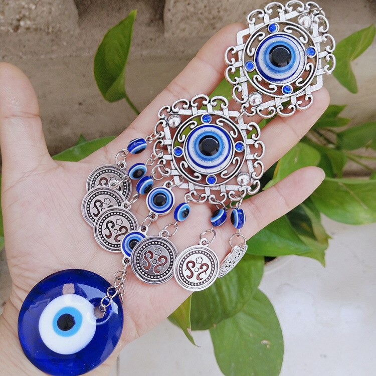 Tyrkisk blå onde øje hamsa hånd elefant amulet væghængende ornament heldig beskyttelse hængende rundt vand udsøgt
