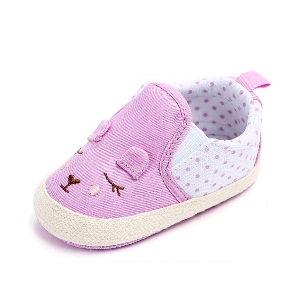 Baby Meisjes Schoenen Voor Pasgeboren Dier Patroon Met Dot Baby Schoenen Lente Herfst Anti-Slip Peuter Leuke Babyschoenen 0-18 Maanden: Purple / 12cm (4.72 in)