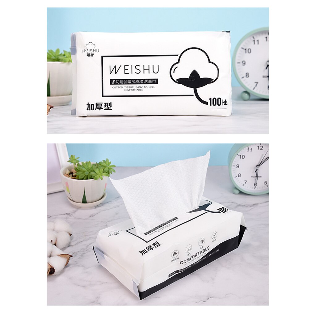 Serviette nettoyante pour le visage jetable serviette en papier multi-plis tissu de lavage pour soins du visage Non tissé 50/100 feuilles