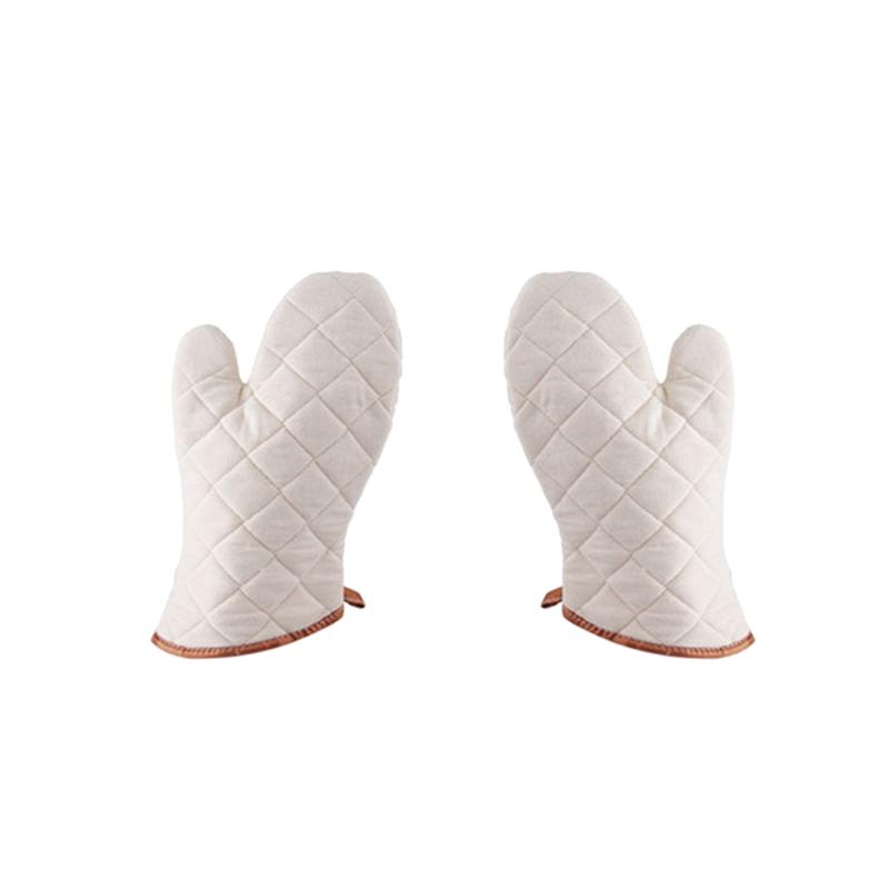 2 piezas de tela de algodón blanco guantes resistentes al calor cocina horno manopla utensilios de cocina para restaurante casero: Verde
