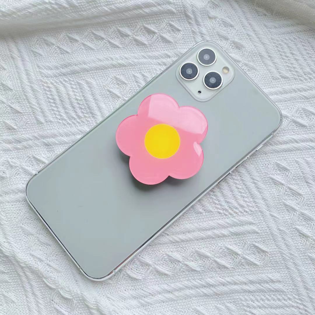 Schattige Bloem Opvouwbare Uitbreidbare Mobiele Telefoon Grip Houder Zaksteun Voor Ipones 15 Vinger Ring Griptok Uitbreidende Standaard