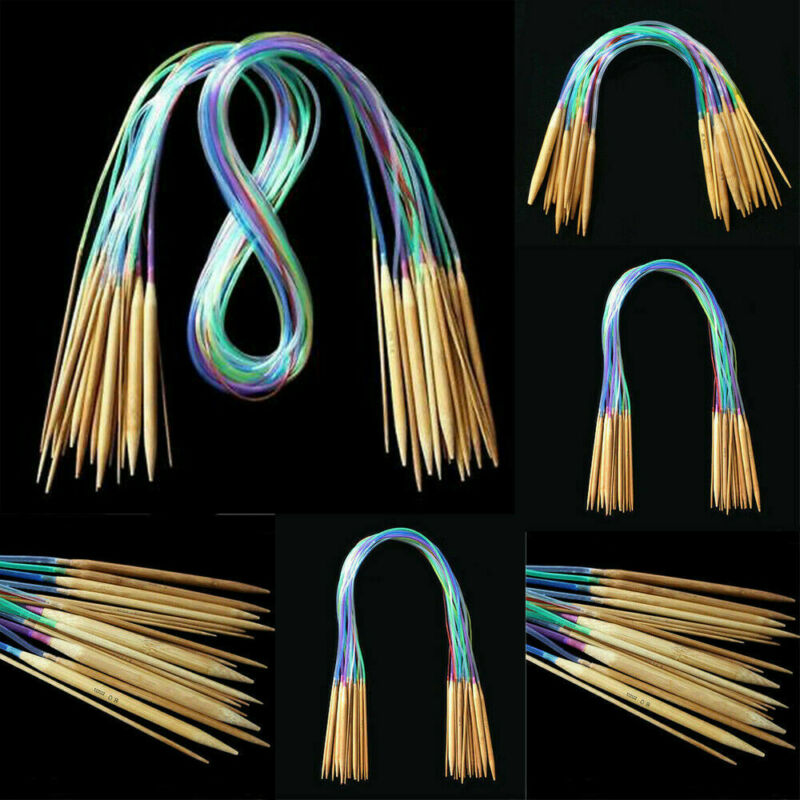Naaien Naalden 18 Stuks Multicolor Tube Circulaire Gecarboniseerde Bamboe Breinaalden
