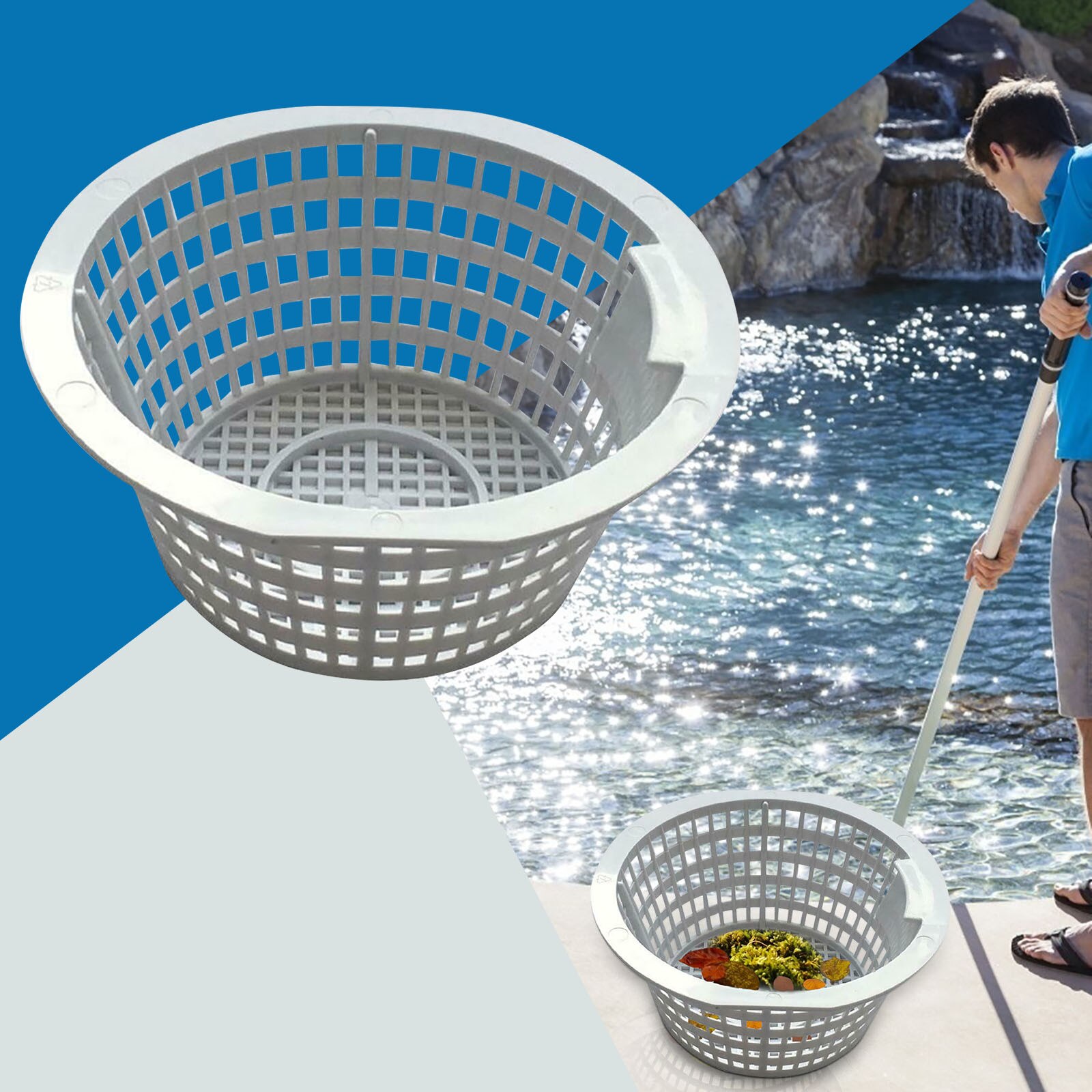 Cestello skimmer per piscina, 16 cm, ricambio standard per skimmer