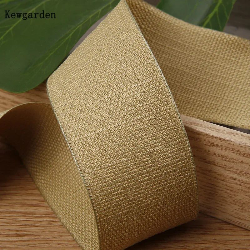 Kewgarden 40mm 1,5 "cinta de lino y algodón DIY lazos para el cabello accesorios de costura cinta hecha a mano manualidades 10 yardas: Verde