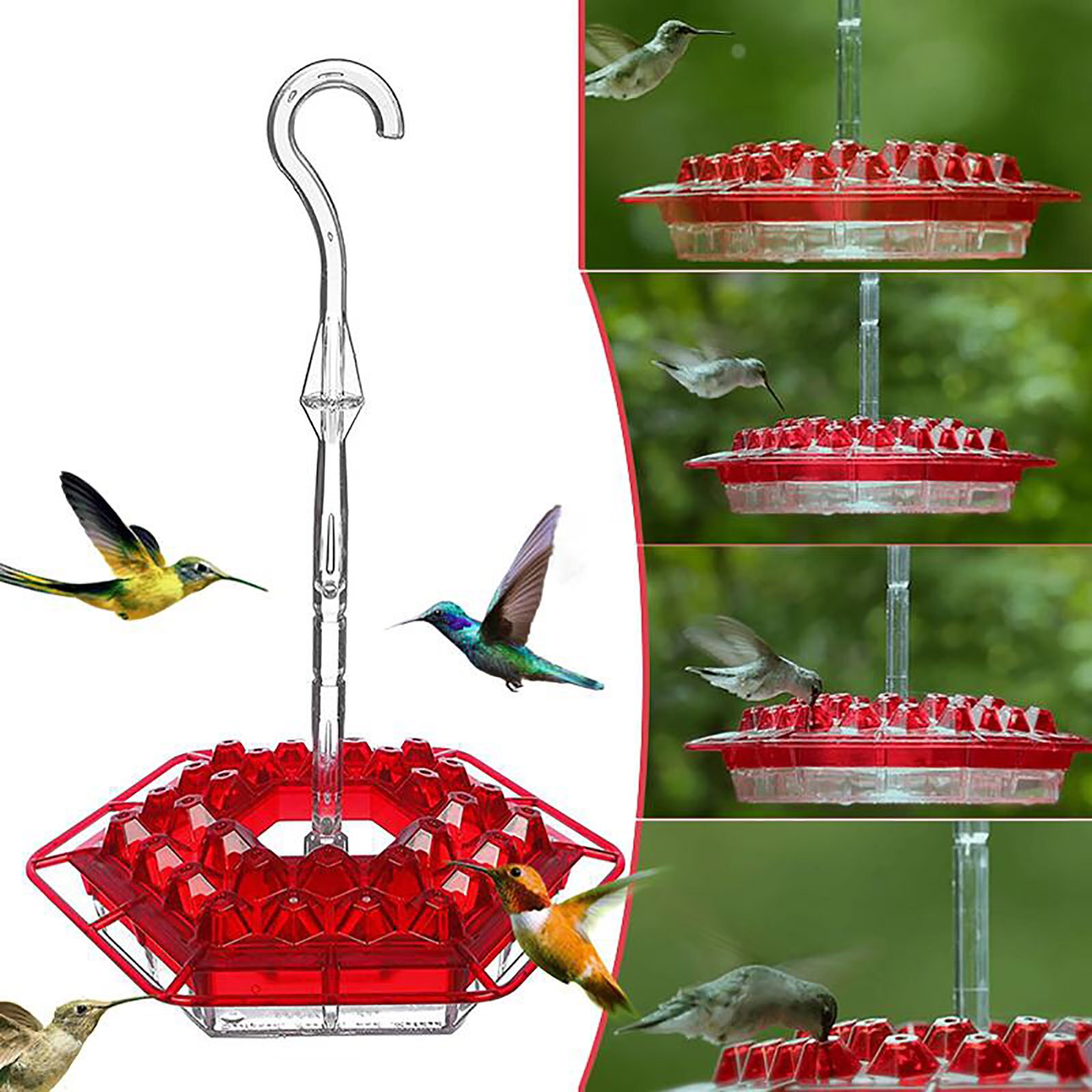 Mangeoires d'extérieur pour colibris, 30 Ports d'alimentation, fenêtre suspendue, mangeoire pour oiseaux sauvages, pour jardin extérieur, décoration de cour, tôlerie intégrée