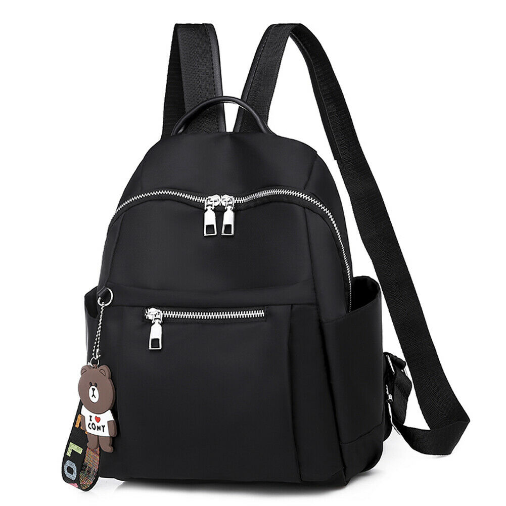 Sac à dos pour femmes, sac d'école anti-vol, sac d'école, sac à bandoulière pour voyage, loisir à fleur, sac en tissu Oxford: Black