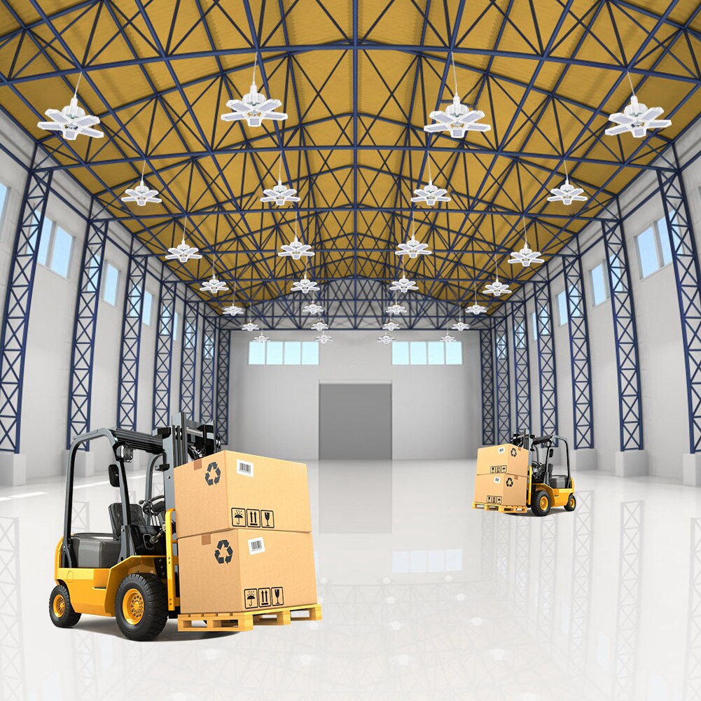 100w 180w LED Garage Light 5 Leaf Deformation Fan Ceiling Light E26 Industrial Lamp For Workshop Warehouse 85-265V