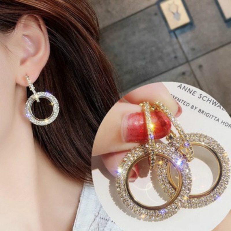 European and American jewelry popular geometric imitation circle statement earrings