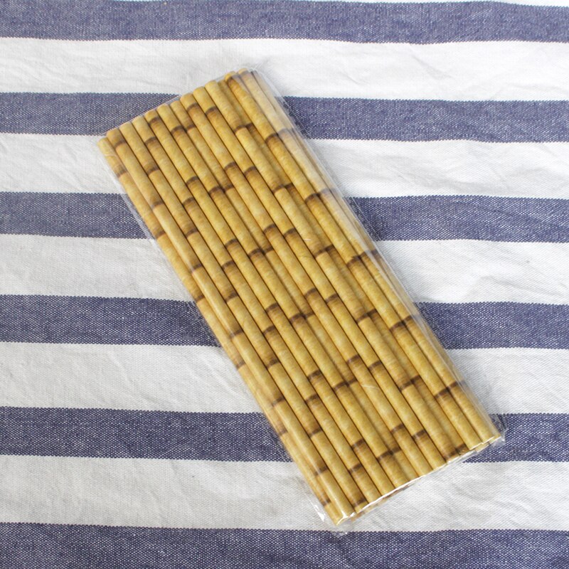 25 stk biologisk nedbrydelige sugerør af bambus papir stribet fødselsdagsfest bryllup dekorationer cocktail sugerør