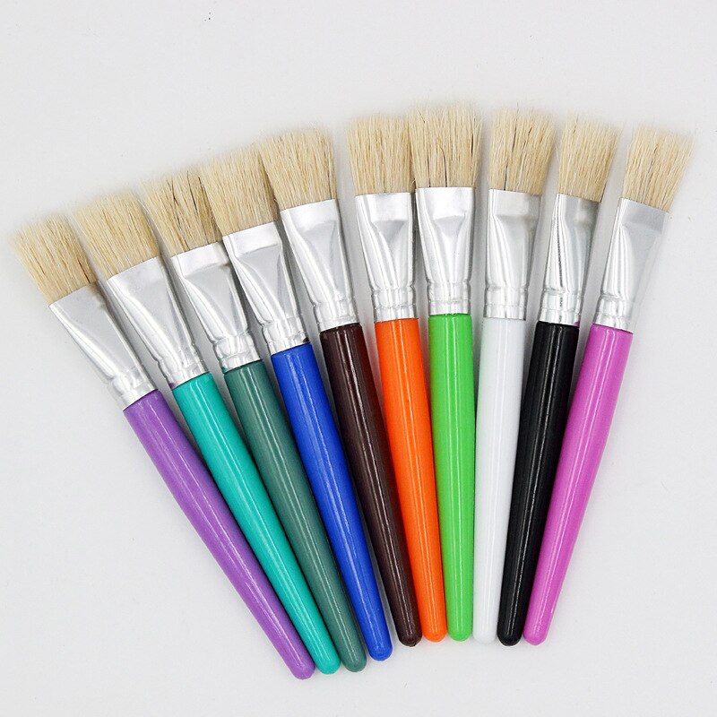 10 Stuks Borstel Verf Borstel Voor Kinderen Olie Aquarel Borstels Gouache Tekening Art Gereedschap