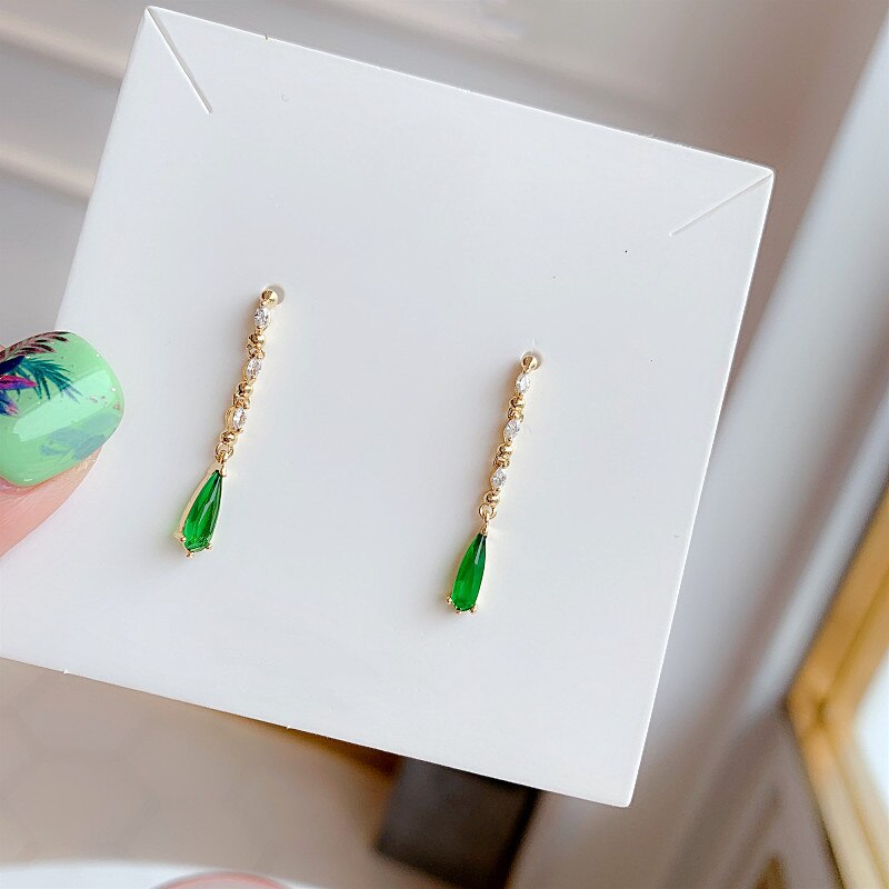 contracted exquisite crystal Water shape Style long Women temperament earrings