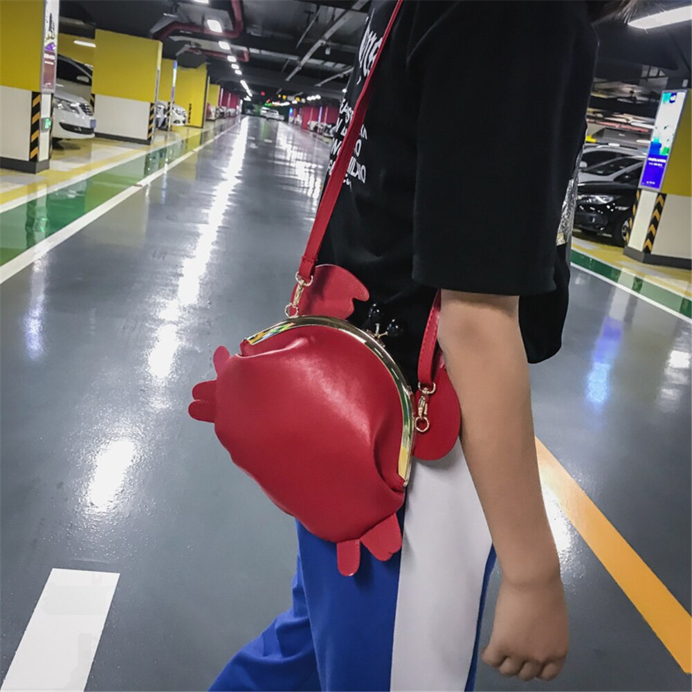 Sacos crossbody para mulheres fshion bonito forma de caranguejo pu casual bolsa para ombro cor sólida crossbody sacos de ombro menina