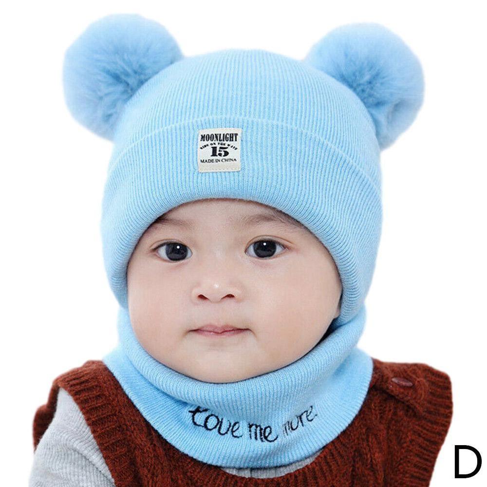 Helt nyfödd baby unge flicka pojke vinter varm stickad lurvig mössa varm solid söt pompom mössa söt boll  v7 d 7: D