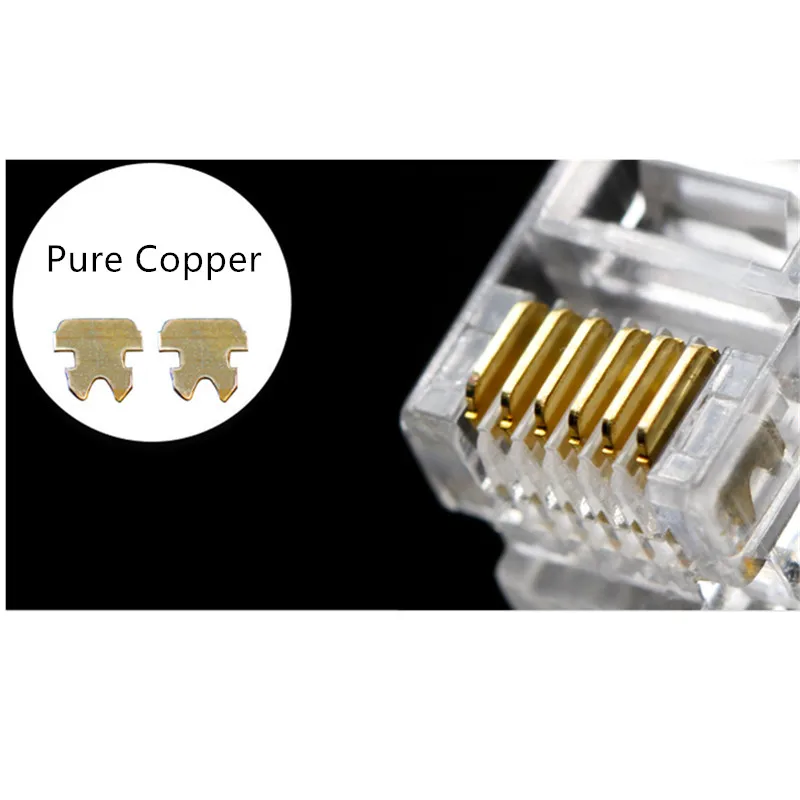 RJ12 Connector 6P6C Modular Head Phone Cable Plug Gold Plated Crimp Network RJ 12 Telephone Connectors Crystal Plugs