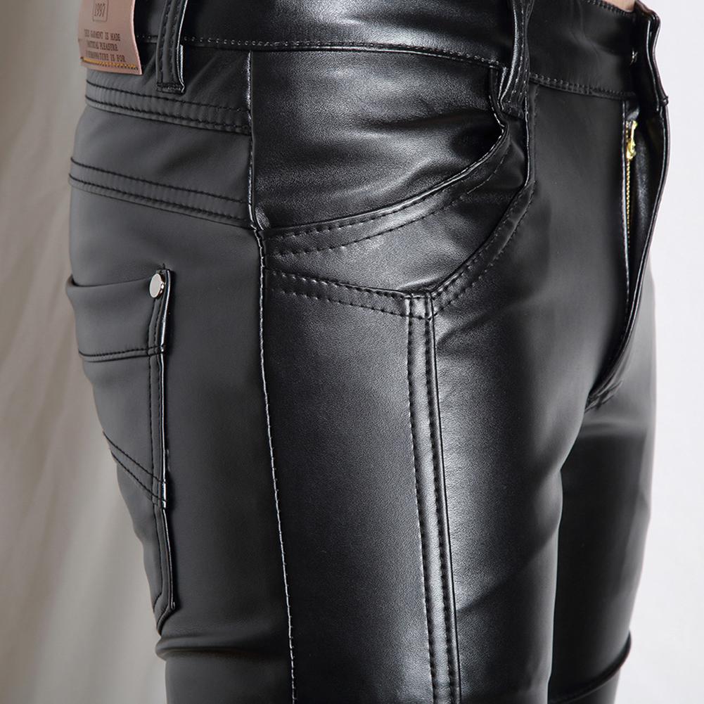 Pantalones de cuero sintético para hombre, pantalón ligero de cintura alta elástica, informal, cortavientos, de talla grande 4XL, para invierno