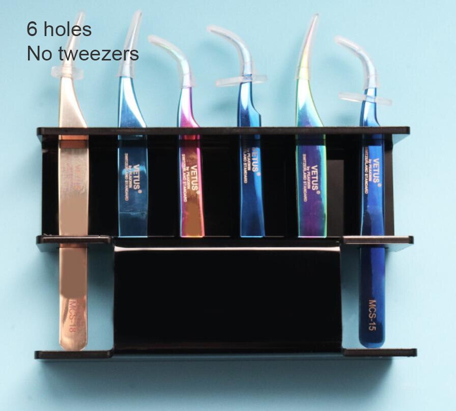Acryl Pincet Stand Wimper Pincet Houder Wimper Tweezer Opslag Pincet Plank Houder: black 6 holes