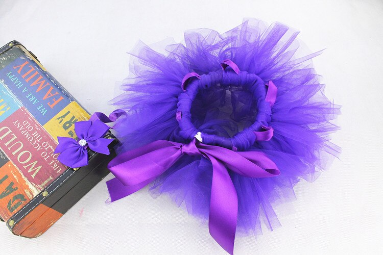 Newborn Baby Photography Props Baby Tutu Tulle Skirt+Headband Set Infant Photography Clothing Skirts Baby Photo Prop Accessories: Deep purple