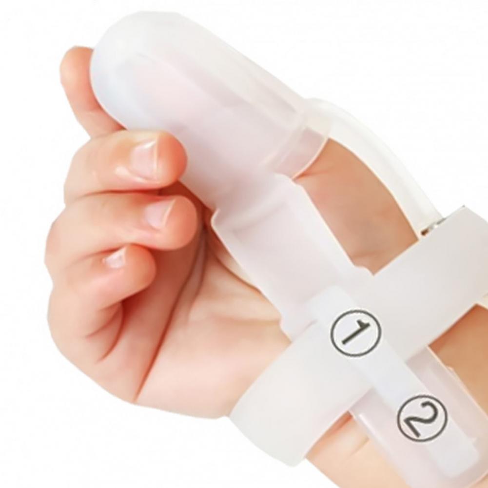 Muñequera de silicona no tóxica para bebés y niños, protector de dedos para dejar de chupar el pulgar, aparato de succión, 2 colores, novedad
